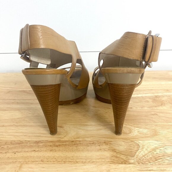 Michael Kors Tan Leather Carla Strappy Platform Heels, Women’s Size 6 - Picture 9 of 17